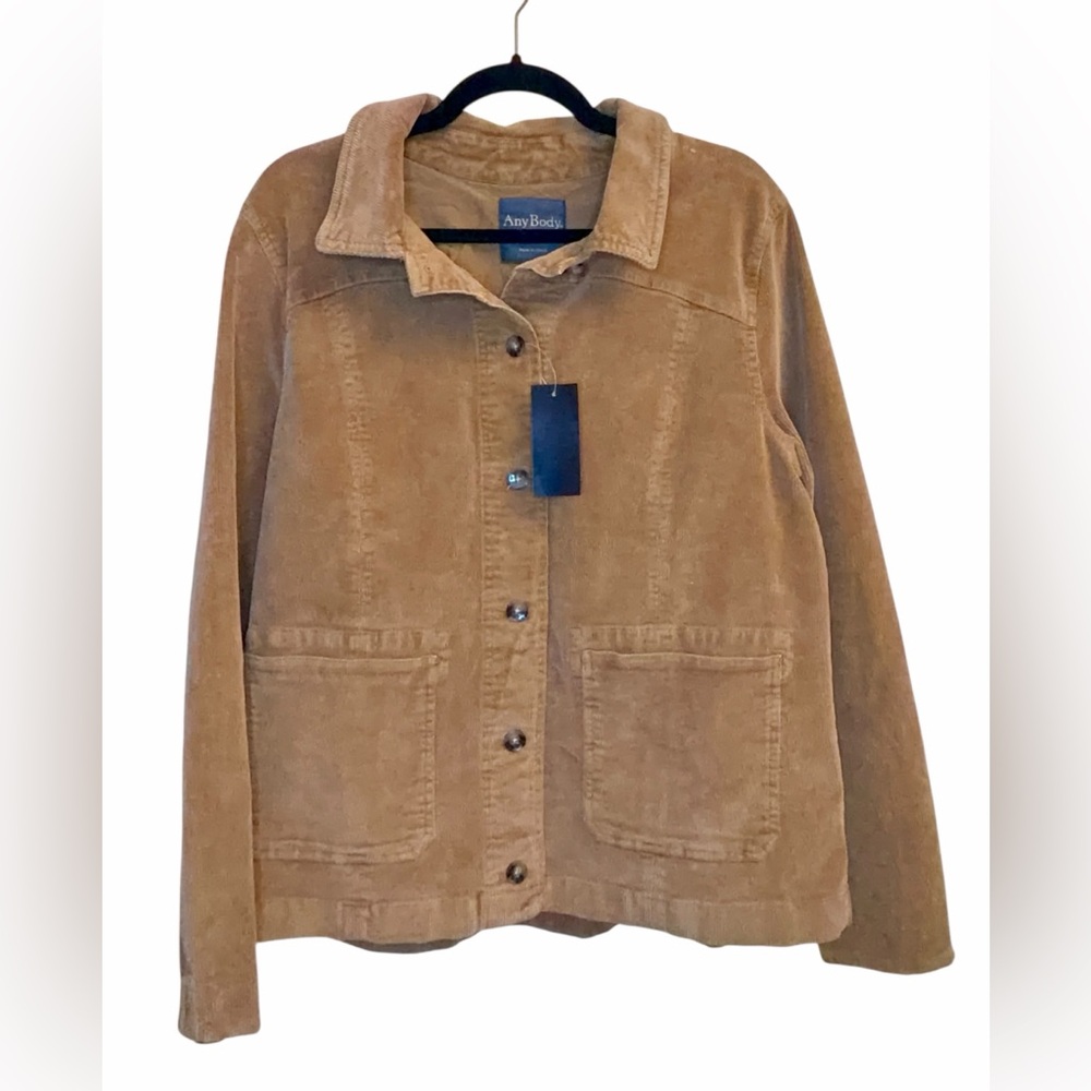 NWT AnyBody Tan Corduroy Button Down - Size L